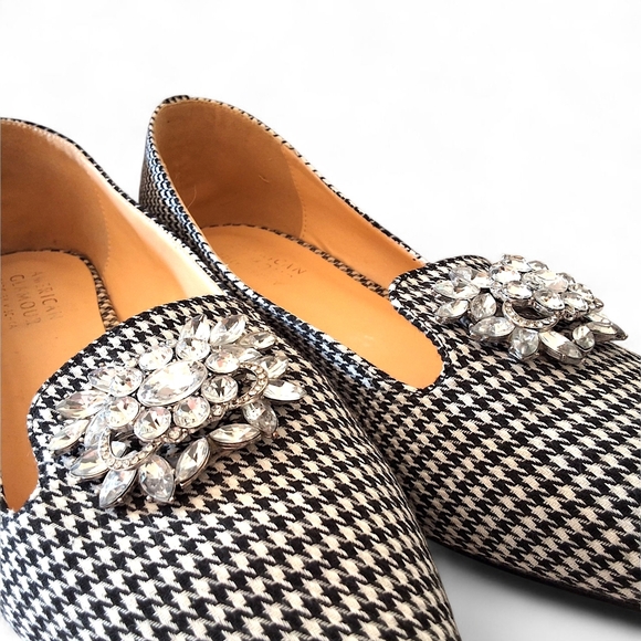 Badgley Mischka American Glamour Houndstooth Crystal Embellished Flats Size 10 - Picture 4 of 11